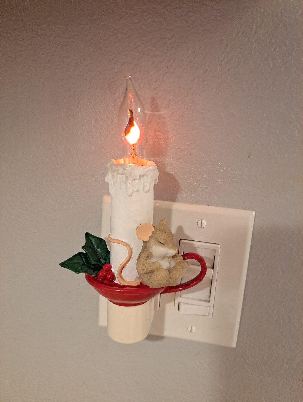 Charming Tails Night Light Sleeping Mouse Figure On Candle Dean Griff Swivel NIB